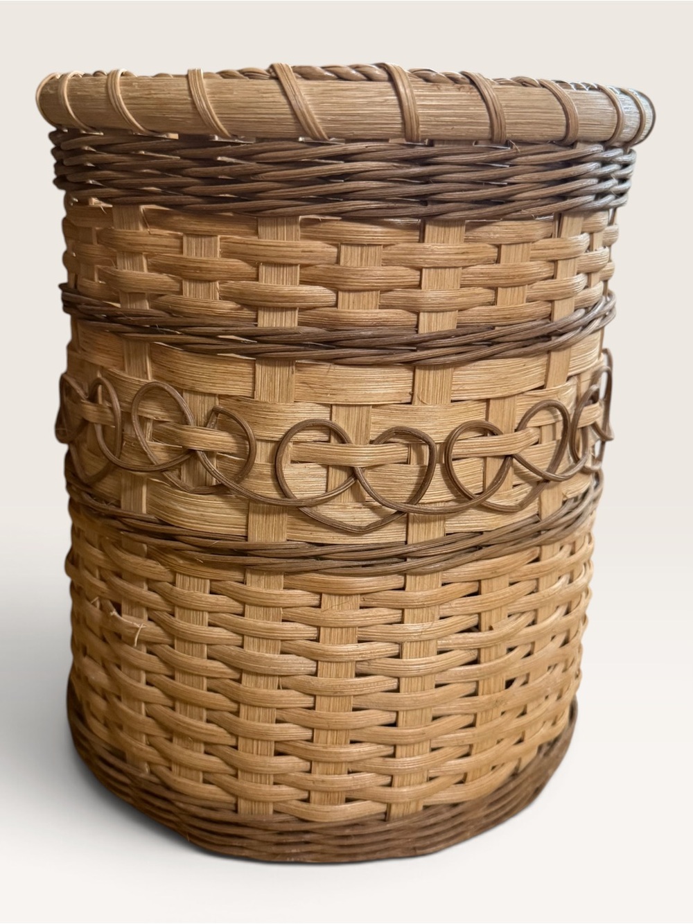 Cylindrical Hand-Woven Basket